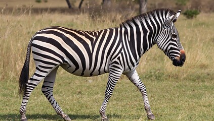 Fototapeta premium Plains zebra roaming freely in a game reserve, showcasing wildlife in a natural habitat
