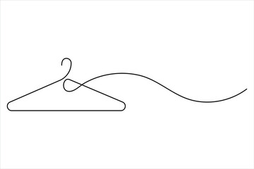 Clothes hangers continuous one line art drawing of minimalist style outline art on white background vector illustration