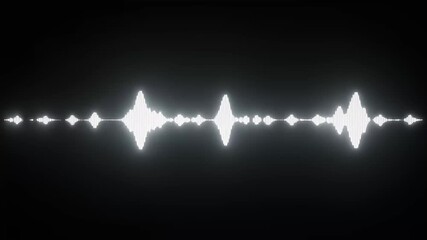 White sound wave equalizer pulsating on black background abstract audio visualization digital music spectrum analysis - Powered by Adobe