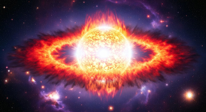 fiery explosion on black background