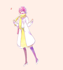 外出する女性　笑顔　両手で握りこぶしを作る　はしゃぐ　冬