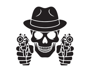 skull with cowboy hat, skull with gun, skull with shooter, skull vector, skull silhouette, skull illustration, skull design, hat, vector, illustration, icon, art, design, skull, cowboy, black, people,