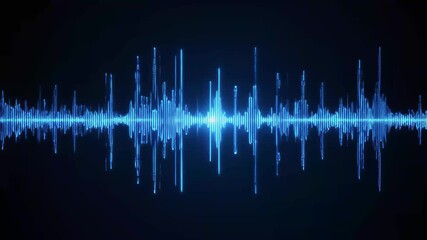 Glowing blue sound wave equalizer pulsing on black background abstract digital audio visualization science technology concept - Powered by Adobe