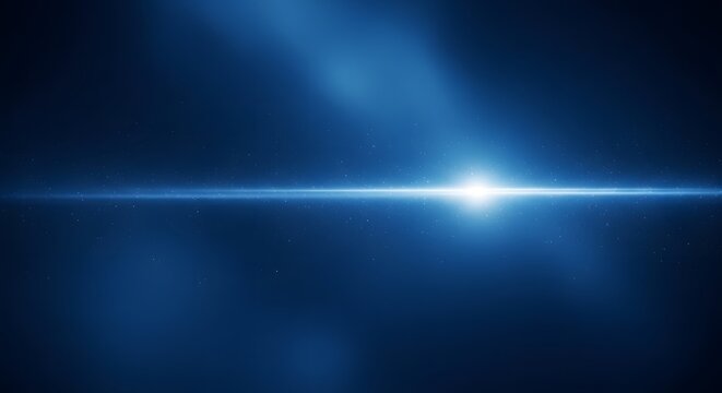 Abstract blue light beam with glowing lens flare effect background - Powered by Adobe