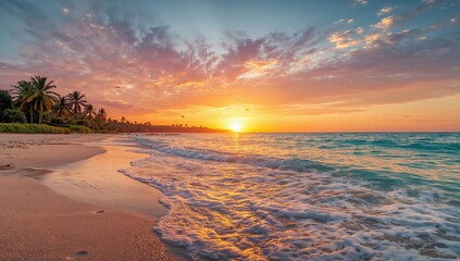 Nature sunrise over the ocean, emphasizing tranquility