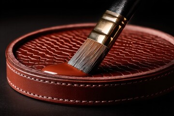 Crafting leather goods artisan brush techniques workshop photography studio close-up creative process