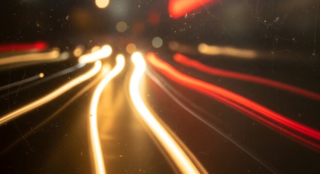 Dynamic urban night light trails abstract motion city lights