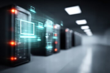 Fototapeta premium Multi computing servers enhance rendering performance while managing the database index with GPUs
