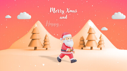 Christmas Santa Kawaii 3D Logo Reveal Wide Animation