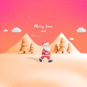 Christmas Santa Kawaii 3D Logo Reveal Square Animation