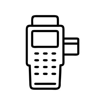 Point of sale card reader with buttons and card slot in minimal style  