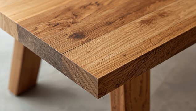 Tabletop close-up featuring assembled wooden blocks resembling a single board, showcasing craftsmanship and structural integrity