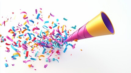 Colorful Party Horn with Streamers for Celebration and Festivity.