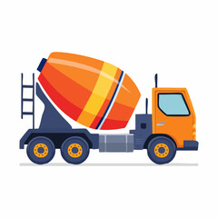 Naklejka premium Cement Mixer Truck Flat Minimal Vector Illustration