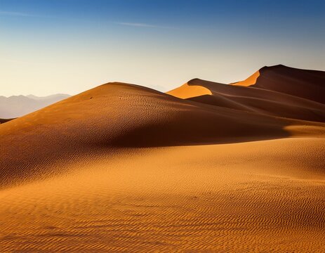 golden sand dune curves tranquil desert landscape - Powered by Adobe