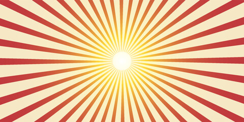 Red sunburst lines on yellow Background. Light sun rays pattern.eps10