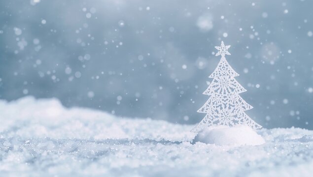 Festive icon resting on snowy surface with a clean white backdrop