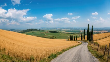 Obraz premium Curved pathway through greenery, illustrating seasonal change