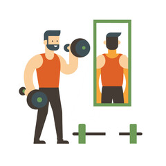 minimal vector man lifting dumbbells