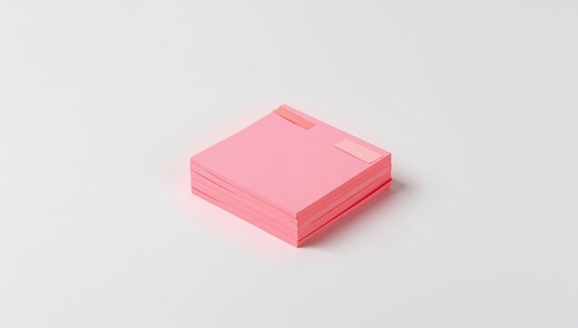 Stack of pink sticky notes on white surface, ideal for organizational tasks