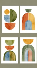 Harmonious watercolor forms in a minimalist arrangement art style collection