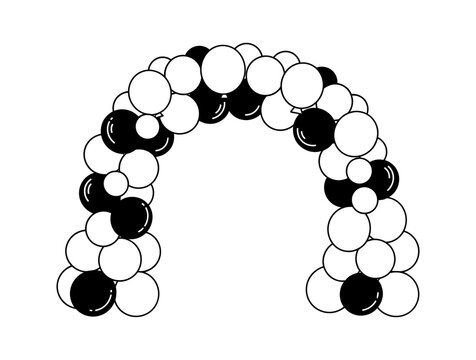 Balloon arch black and white party decoration vector graphic