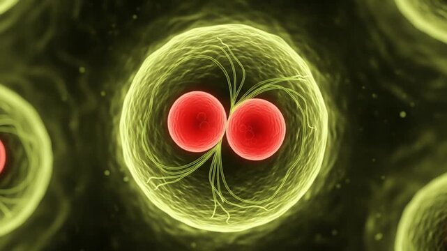 Cell Division Animated Footage, Early Embryonic Development Microscopic View