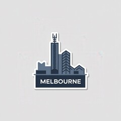 Fototapeta premium This graphic showcases a stylized representation of Melbournes skyline, featuring modern skyscrapers and urban architecture in a minimalist design.