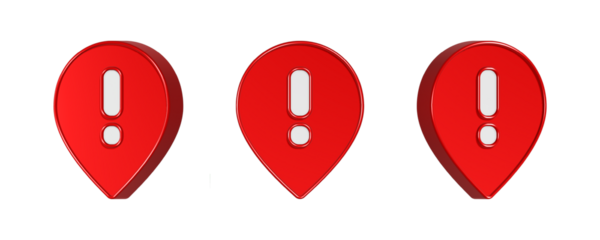 3d rendering bubble alert in red color