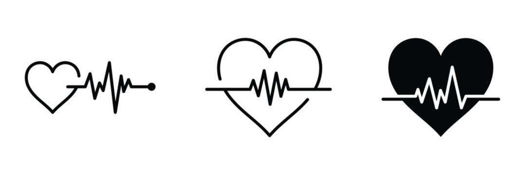 Heartbeat line in heart shape. Clean heart symbol combined with a cardiogram line for healthcare graphics. - Powered by Adobe