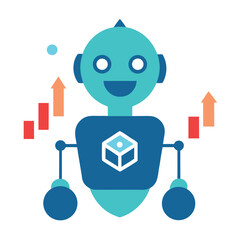 AI Robot Trading Cryptocurrency Vector