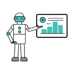 Robot Presenting Digital Holographic Chart Playful