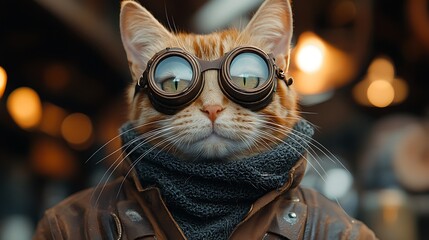 Ginger cat steampunk fashion portrait