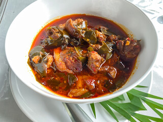 Delicious Traditional African Meat Stew in White Bowl