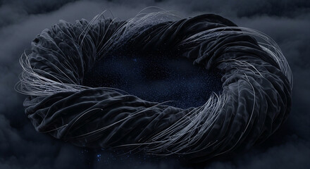 Abstract dark matter torus with filaments in space background digital art rendering concept design