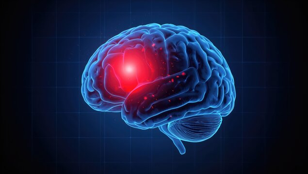 3D rendering of brain anatomy focusing on the parietal lobe, educational visualization