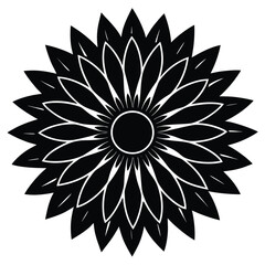 sunflower etching icon on white background