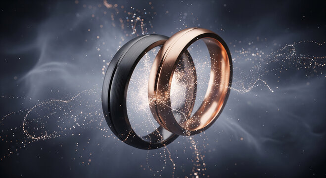 Wedding rings gold black modern jewelry rings engagement rings couple rings love rings marriage rings