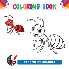 Coloring book for kids ant vector