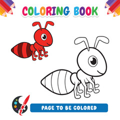 Coloring book for kids ant vector