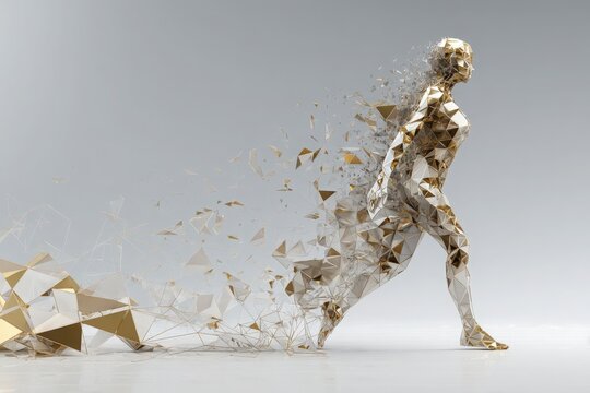 Polygonal Human Figure Disintegrating