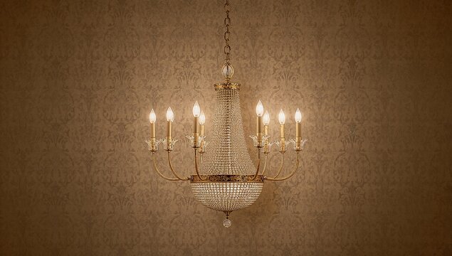 The ceiling lamp brightens the intricate design, enhancing the visual appeal