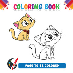 Coloring book for kids cat vector