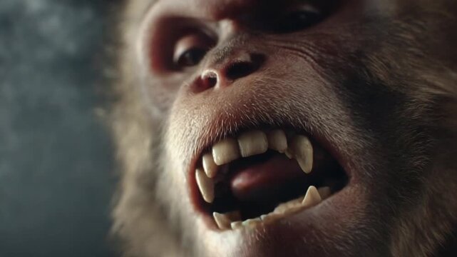 Monkey's Grin: a close-up image captures a monkey's expressive face, showcasing its teeth and emotion.