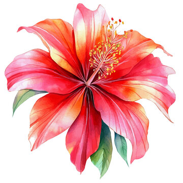 Parodia Flower, watercolor vector depicting playful antics, isolated on a white background.