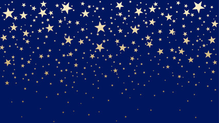 Golden Christmas stars in the winter night sky, festive shining star field for holiday and New Year celebration background, magical seasonal illustration with warm golden glow