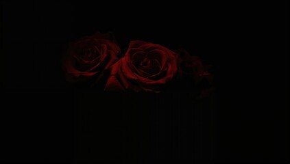 Red roses on a dark backdrop, ideal for editorial header background