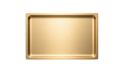 Elegant gold tray with smooth surface, perfect for serving or display. Its sleek design adds touch of luxury to any setting
