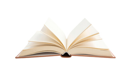 Open book with blank pages, showcasing its spine and pages fanned out, invites creativity and imagination