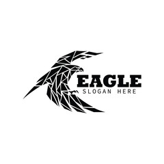 Geometric polygonal flying eagle logo vector template , abstract modern minimalist black eagle icon design , dynamic low poly hawk or falcon mascot emblem
